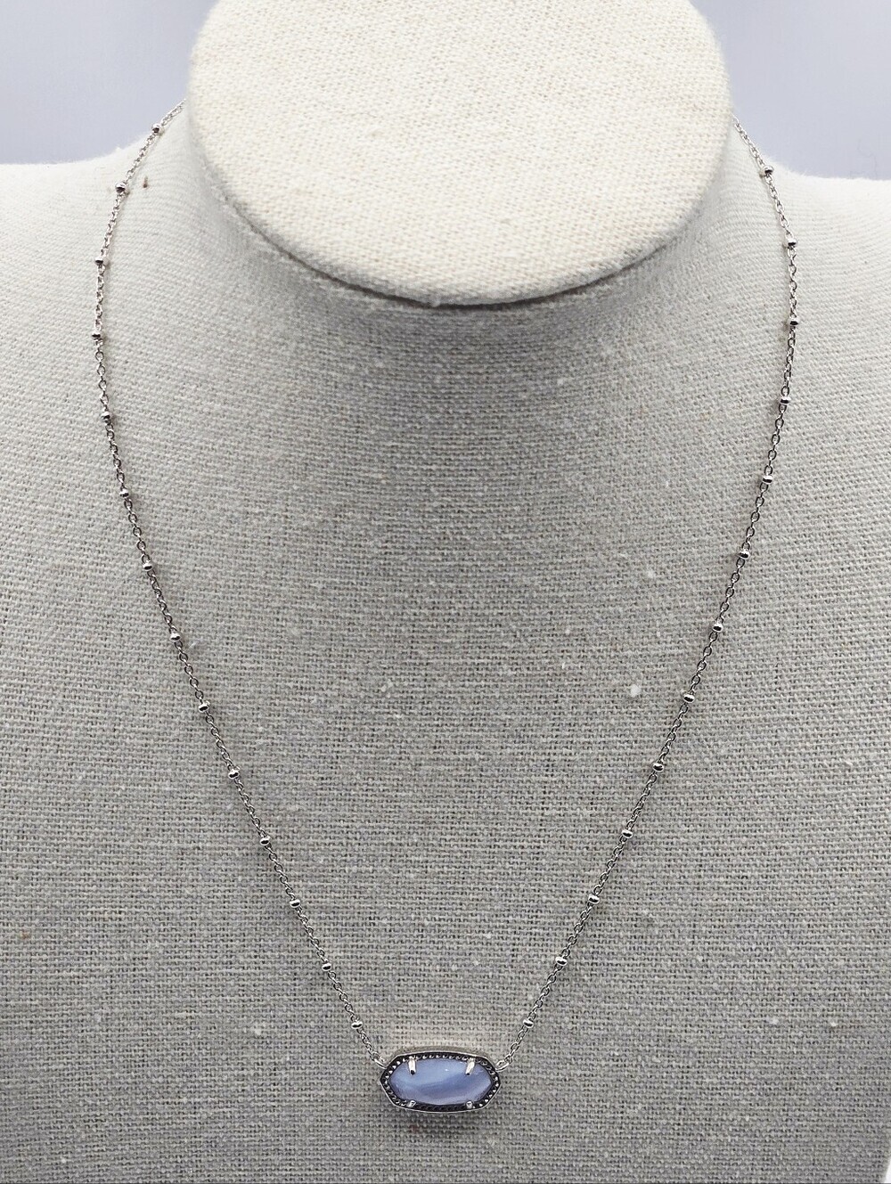 KENDRA SCOTT NWT Elisa Short Pendant Necklace Blue Lace Agate Stone